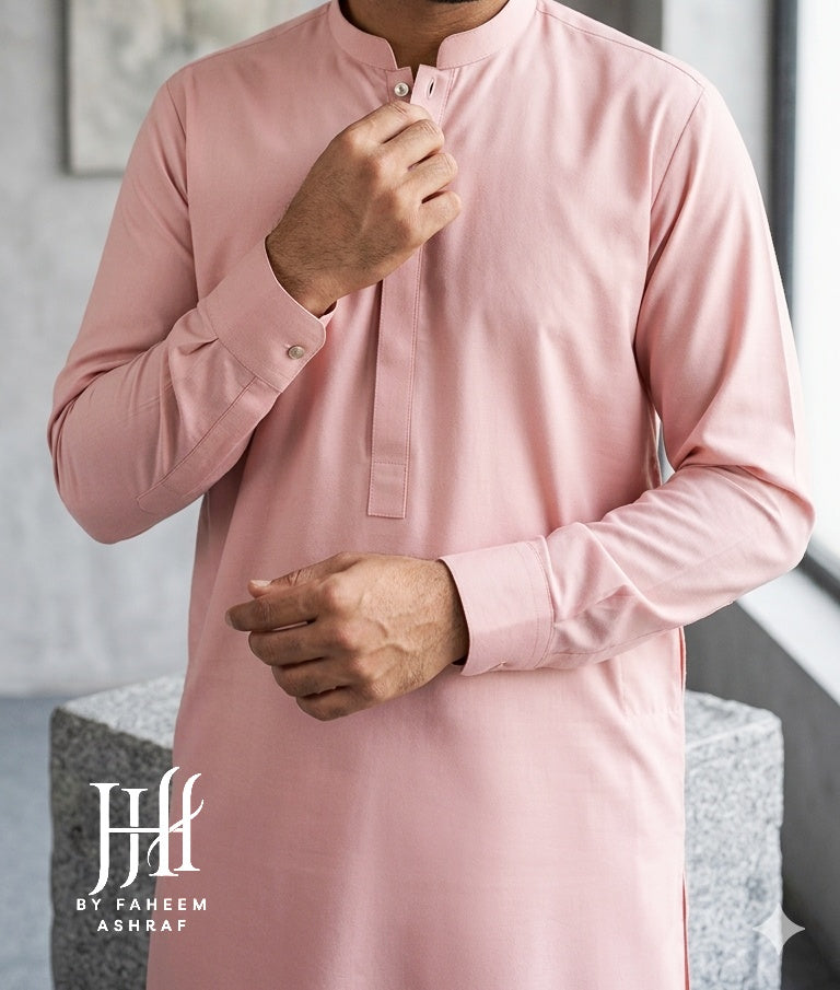 H&H Soft Cotton 41-Collection – Unstitched Suit for Men – Soft Pink (5 Meters)