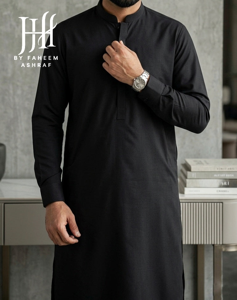 H&H Soft Cotton 41-Collection – Unstitched Suit for Men – Midnight Black (5 Meters)